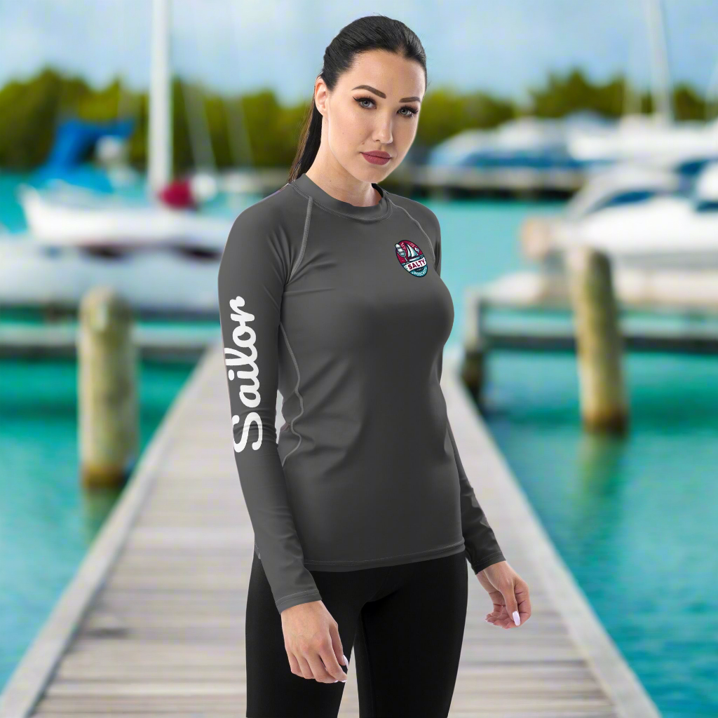 Salty Podcast Women’s UPF 50+ Sun Shirt – Performance Long Sleeve (Gray)