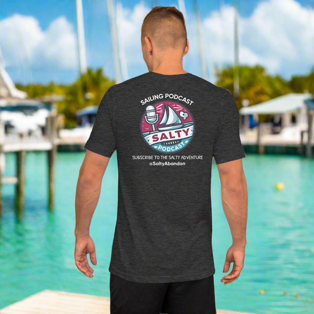 Salty Podcast Unisex Staple Tee | Bella + Canvas 3001 (Black & Dark Gray)