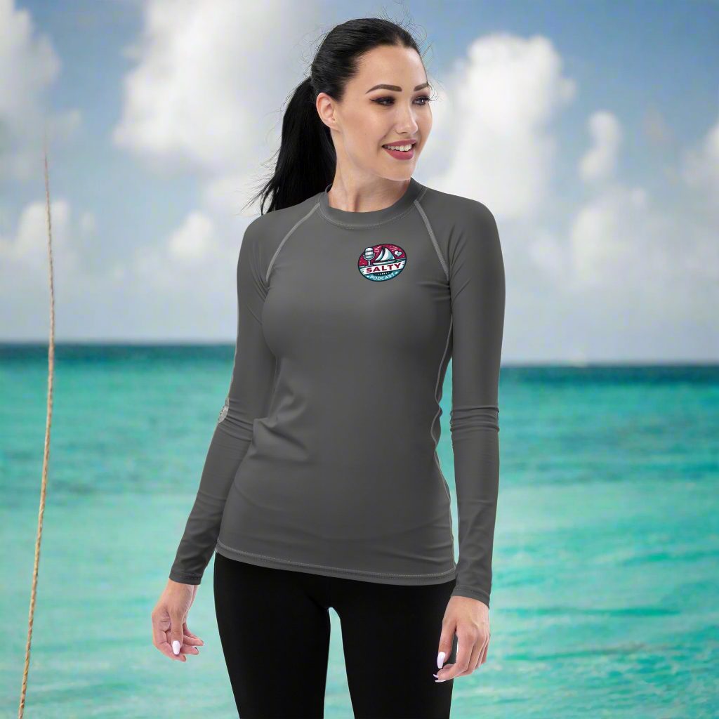 Salty Podcast Women’s UPF 50+ Sun Shirt – Performance Long Sleeve (Gray)